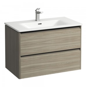 Laufen 8617052621041 Palace Combipack Slim Washbasin with 2-Drawer Vanity Unit 450x545x800mm Light Elm (Brassware NOT Included)