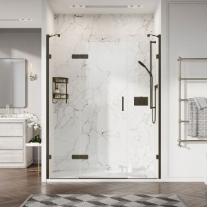 Roman Liberty 8 Hinged Door for Alcove Fitting - Matt Black [KLHD13B] [IN-LINE PANELS NOT INCLUDED]