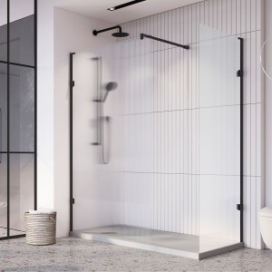 Roman Liberty Corner Wetroom Panel 1057mm Fluted Glass Brushed Brass [KLCP11FBR] [WETROOM PANEL ONLY - BRACE BARS/FIXINGS NOT INCLUDED]