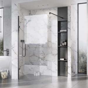 Roman Liberty Corner Wetroom Panel 957mm Clear Glass Polished Nickel [KLCP1013PN] [WETROOM PANEL ONLY - BRACE BARS/FIXINGS NOT INCLUDED]