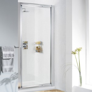 Lakes LK1P090W Classic 6mm Framed Pivot Shower Door 900x1850mm White Frame (Side Panel NOT Included)