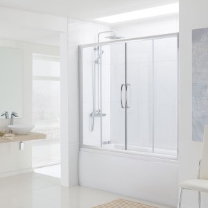 Lakes LKV2BS160S Classic 6mm Semi-Frameless Double Slider Door 1600x1500mm Polished Silver Frame (Side Panel NOT Included)
