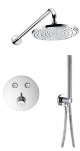 Flova LVT2WPK2-RO-V Levo GoClick Round Thermostatic 2-Outlet Shower Valve with Fixed Head & Handshower Kit Chrome