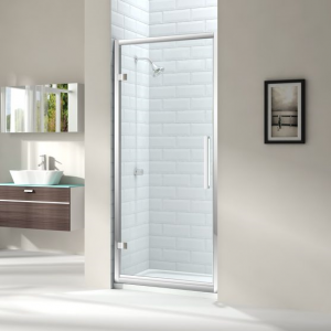 MERLYN M81221P2H Series 8 Hinged Shower Door 900mm with In-Line Panel 210mm Chrome Frame