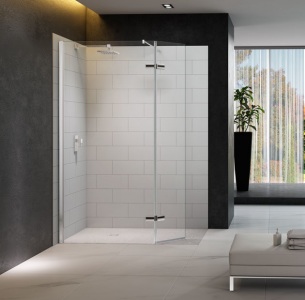 MERLYN M8SWS300H Series 8 Wetroom - Walk-In with Hinged Swivel Panel 1500-1600x800mm