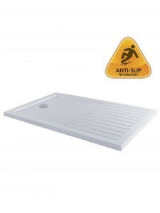 MX Group Elements Anti-Slip Rectangular Walk-In Shower Tray with Drying Area & 90mm Waste 1400x900mm White [ASST4]