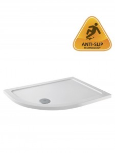 MX Group Elements Left Hand Anti-Slip Offset Quadrant Shower Tray with 90mm Waste 900x760mm White [ASTN1]