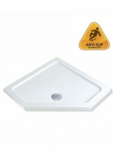MX Group Elements Anti-Slip Pentangle Shower Tray with 90mm Waste 900mm White [ASUAN]