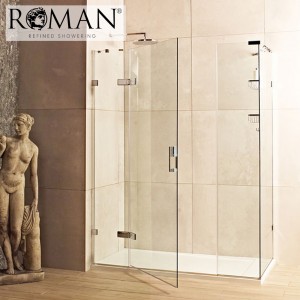 Roman Liberty 8 Two In-Line Panels for 1400mm Corner Fitting Polished Nickel [KLHR1413PN] [IN-LINE PANELS ONLY DOOR AND SIDE PANEL NOT INCLUDED]