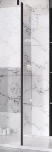 Roman Liberty Pivoting Deflector Panel Clear Glass 343mm Matt Black [KLSPM313B] [DEFLECTOR PANEL ONLY - WETROOM PANEL AND BRACE BARS NOT INCLUDED]