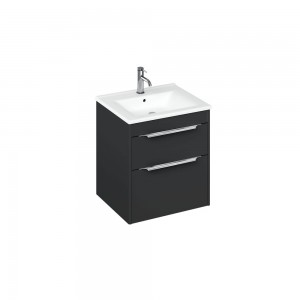 Britton S55DDG Shoreditch 550mm Wall Mounted Vanity Unit with Double Drawer Matt Grey (Basin & Brassware NOT Included)