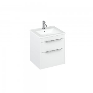 Britton S55DDW Shoreditch 550mm Wall Mounted Vanity Unit with Double Drawer Matt White (Basin & Brassware NOT Included)