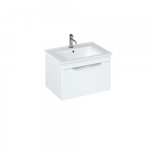 Britton S65SDW Shoreditch 650mm Wall Mounted Vanity Unit with Single Drawer Matt White (Basin & Brassware NOT Included)