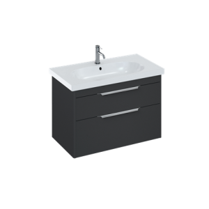 Britton S85DDG Shoreditch 850mm Wall Mounted Vanity Unit with Double Drawer Matt Grey (Basin & Brassware NOT Included)