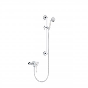 Heritage SGSIN05 Glastonbury Exposed Shower with Premium Flexible Riser Kit Chrome & White Handle