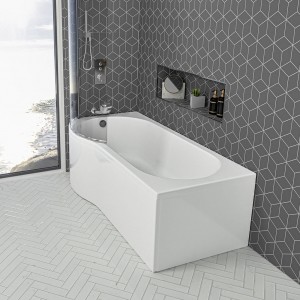 Eastbrook 42.1108 Shannon P-Shape Shower Bath Right Hand 1500 x 850mm (400mm depth) Beauforte (Bath Panels & Screen NOT Included)