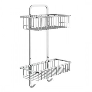 Vado Double Rectangular Corner Basket with Hook 304 x 140 x 484mm (Large) Chrome [BAS-2003-C/P]