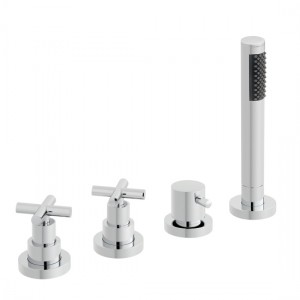 Vado Elements Deck Mounted Bath Shower Mixer Tap (4 Tapholes) Chrome (NO Spout) [ELW-135/NS-3/4-C/P]