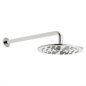 Vado Geometry Round Shower Head 250mm (10 inch) with Arm Chrome [GEOM-250RO-SA-SS] 