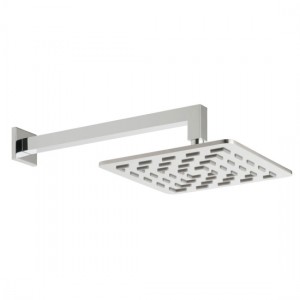 Vado Geometry Square Shower Head 250mm (10 inch) with Arm Chrome [GEOM-250SQ-SA-SS]