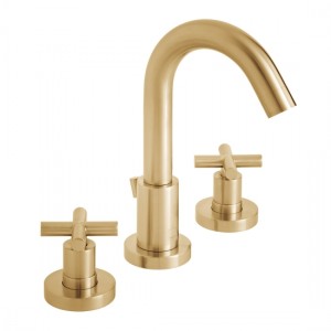 Individual by Vado Elements Deck Mounted Basin Mixer Tap with Pop-Up Waste (3 Tapholes) Brushed Gold [IND-ELW101F-BRG]