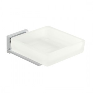 Vado Level Frosted Glass Soap Dish & Holder Chrome [LEV-182-C/P]
