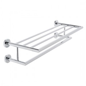 Vado Spa Bathroom Towel Shelf with Towel Rail 600mm (24 inch) Chrome [SPA-185B-C/P]