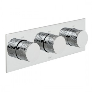 Vado Tablet Omika Thermo Shower Valve 2 Outlets & 3 Handles (Horizontal) Chrome [TAB-128/2-H-OMI-C/P]