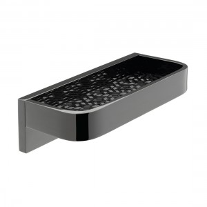 Individual by Vado Omika Noir Shelf with Geometric Insert 200mm (8 inch) Polished Black [IND-OMI185-20-PB]