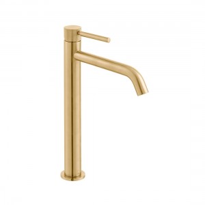 Individual by Vado Origins Slimline Tall Mono Basin Mixer Tap with Knurled Accents (Single Taphole) Brushed Gold [IND-ORI200E/SB-BRGK]