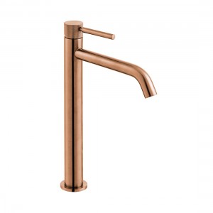 Individual by Vado Origins Slimline Tall Mono Basin Mixer Tap with Knurled Accents (Single Taphole) Brushed Bronze [IND-ORI200E/SB-BRZK]