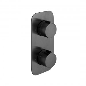 Individual by Vado Tablet Altitude Thermo Shower Valve 1 Outlet & 2 Handles (Vertical) Brushed Black [IND-T148-ALT-BLK]