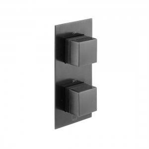 Individual by Vado Tablet Notion Thermo Shower Valve 1 Outlet & 2 Handles (Vertical) Brushed Black [IND-T148-NOT-BLK]