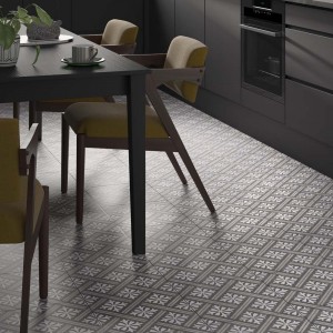 Verona Mondrian Ceramic Floor & Wall Tile (Patterned) 335 x 335mm Charcoal [P12035]