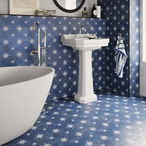 Verona Vincent Ceramic Floor & Wall Tile (Patterned) 335 x 335mm Navy Blue [P12037]