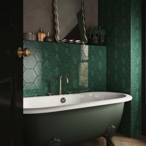 Verona Hope Ceramic Hexagonal Wall Tile 173 x 150mm Green Gloss [P12069]