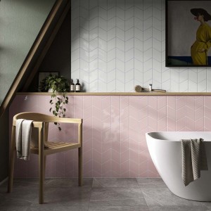 Verona Rhomboid Ceramic Wall Tile 263 x 152mm Pink [P12203]