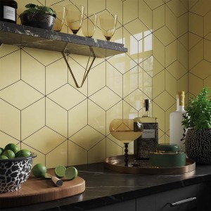 Verona Rhomboid Ceramic Wall Tile 263 x 152mm Yellow [P12204]